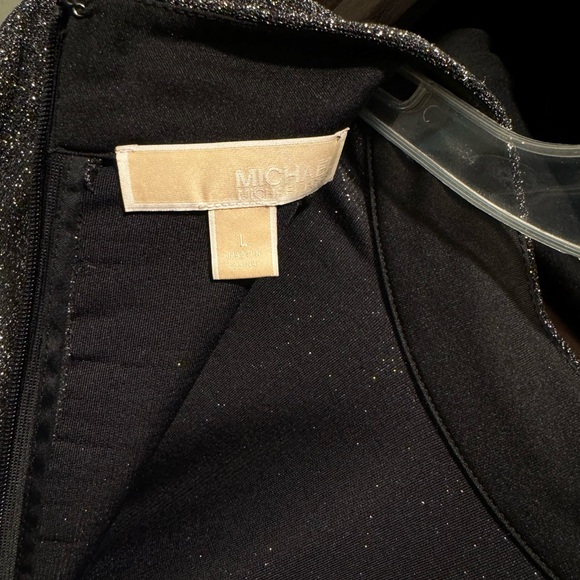 Michael Kors silver shimmery holiday top size L zipper high neck - Picture 8 of 10